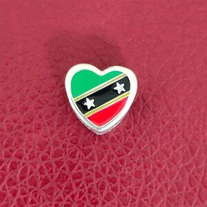Pandora St. Kitts and Nevis Flag Heart Charm Bead with box